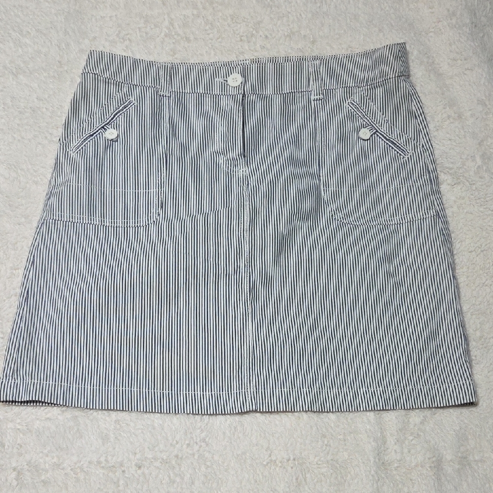 Karen Scott Blue and White A-Line Mini Skirt